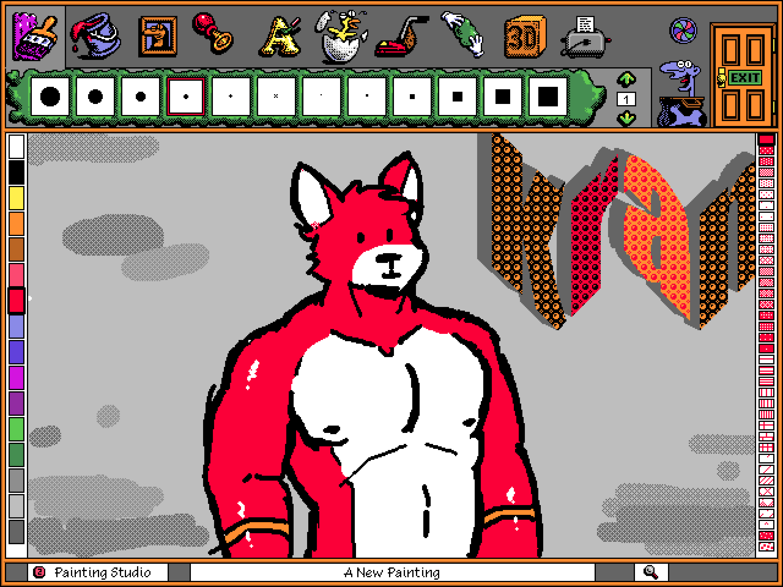 A mighty fine red hunk drawn in Microsoft Fine Artist 1994